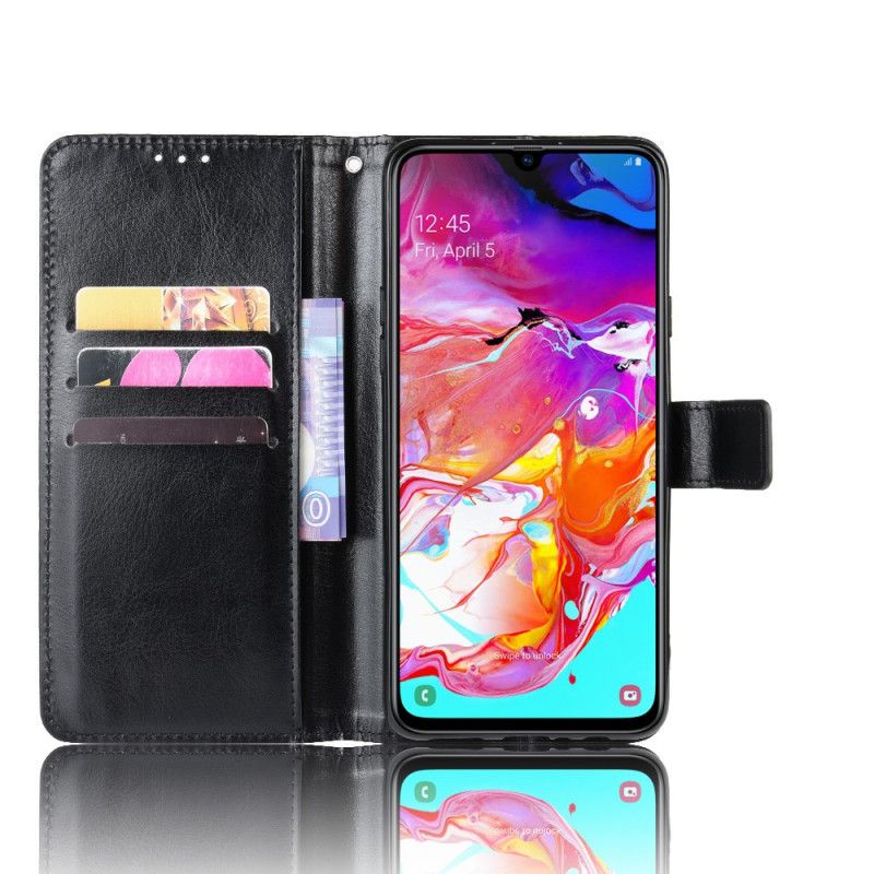 Flip Cover Læder for Samsung Galaxy A20s Sort Prangende Kunstlæder