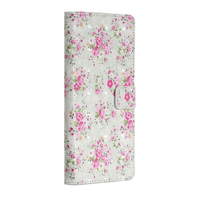 Flip Cover Læder Samsung Galaxy A20s Blomster I Vanvid Original