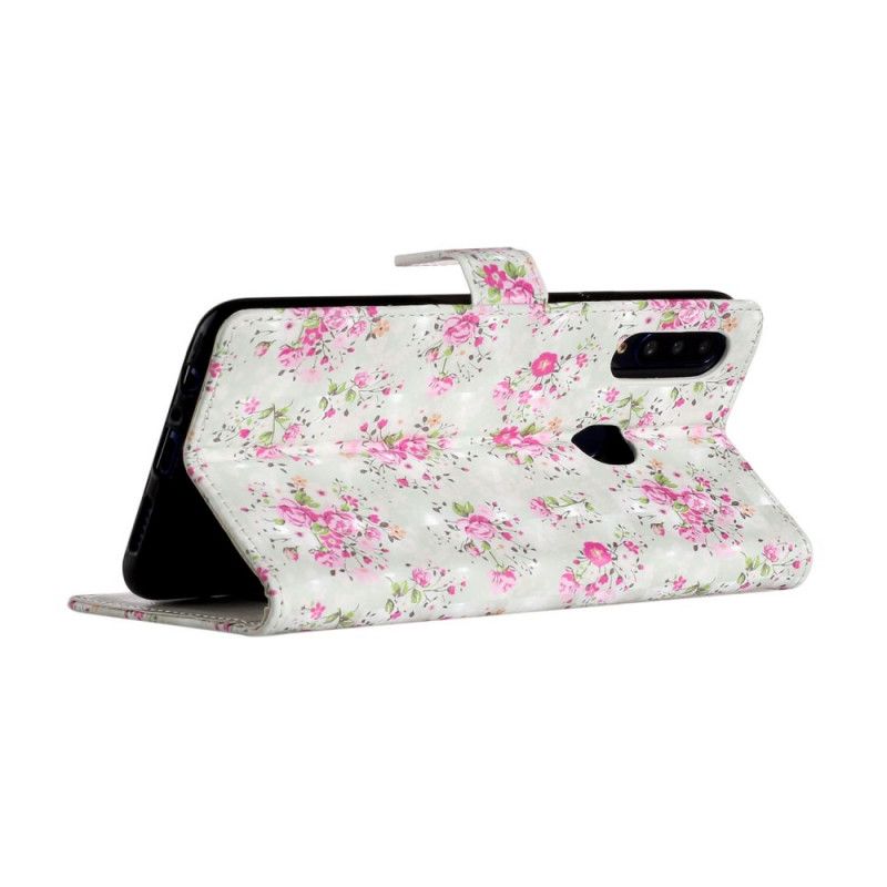 Flip Cover Læder Samsung Galaxy A20s Blomster I Vanvid Original