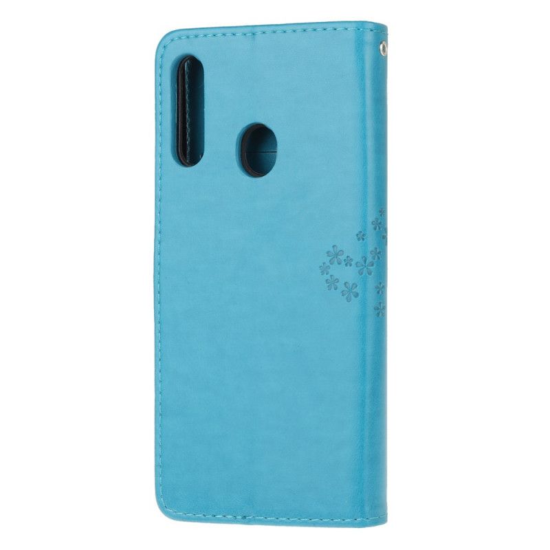 Flip Cover Læder Samsung Galaxy A20s Sort Træ Og Tøfler