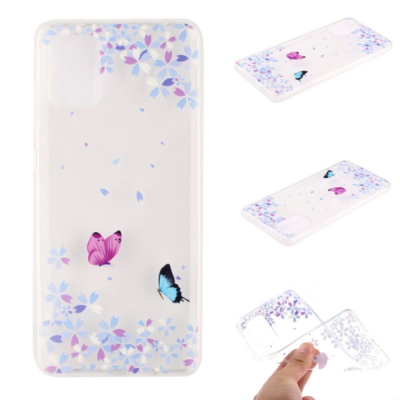 Cover for Samsung Galaxy A51 Gennemsigtige Sommerfugle Og Blomster