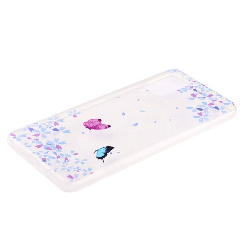 Cover for Samsung Galaxy A51 Gennemsigtige Sommerfugle Og Blomster