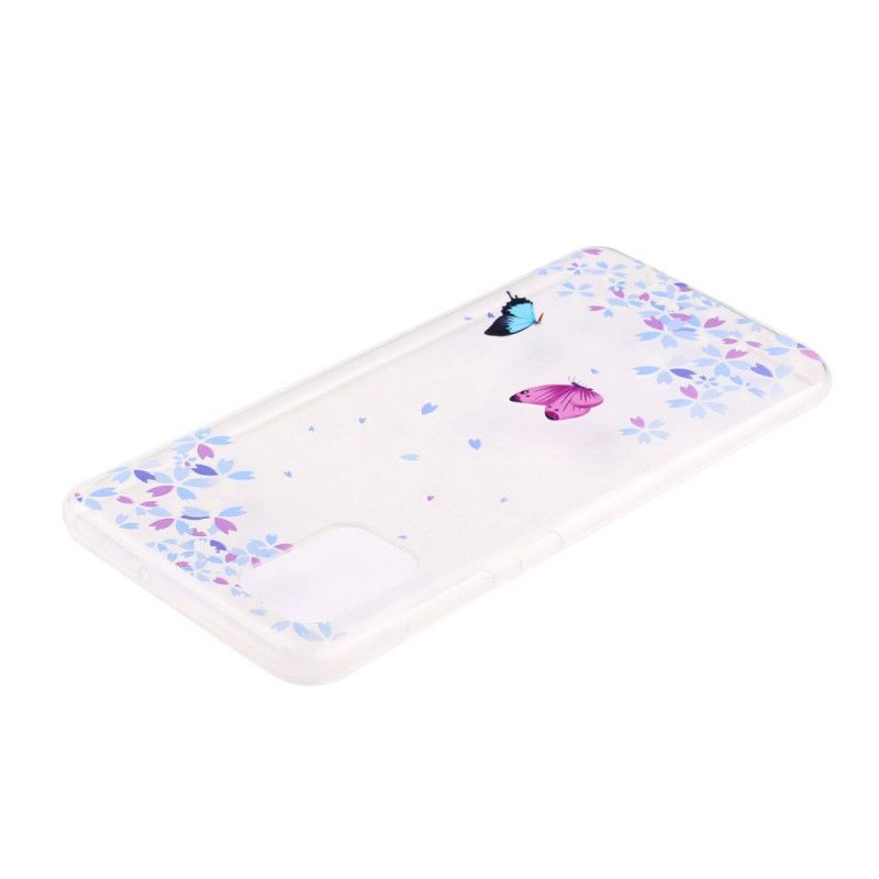 Cover for Samsung Galaxy A51 Gennemsigtige Sommerfugle Og Blomster