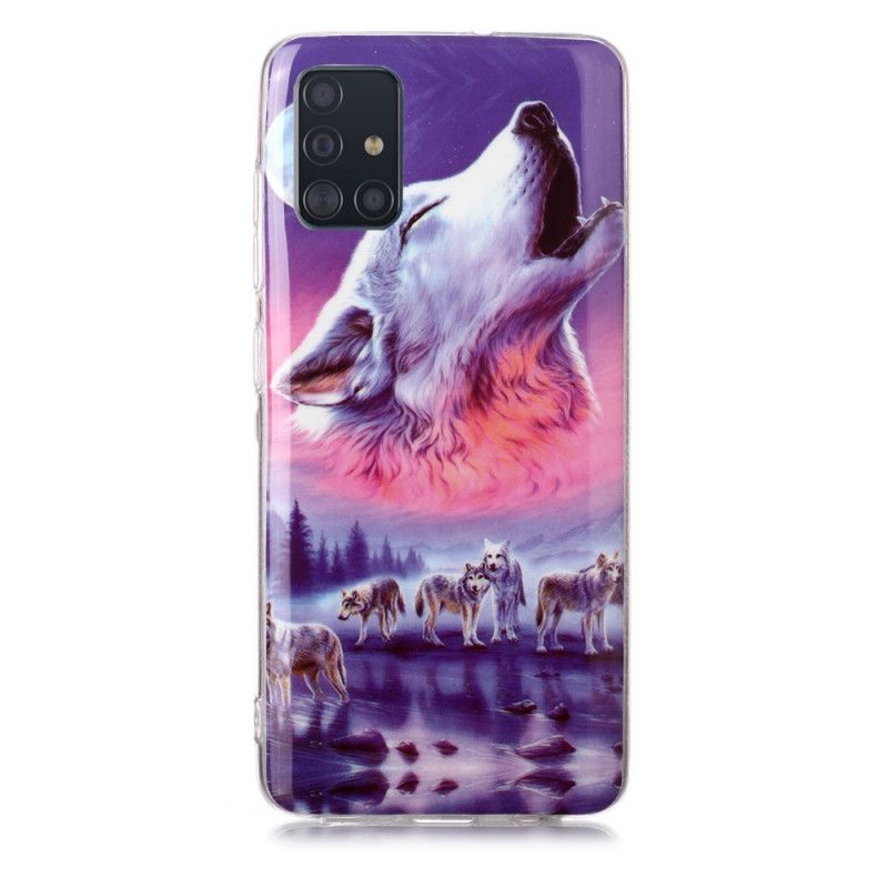 Cover for Samsung Galaxy A51 Hvid Fluorescerende Ulveserie