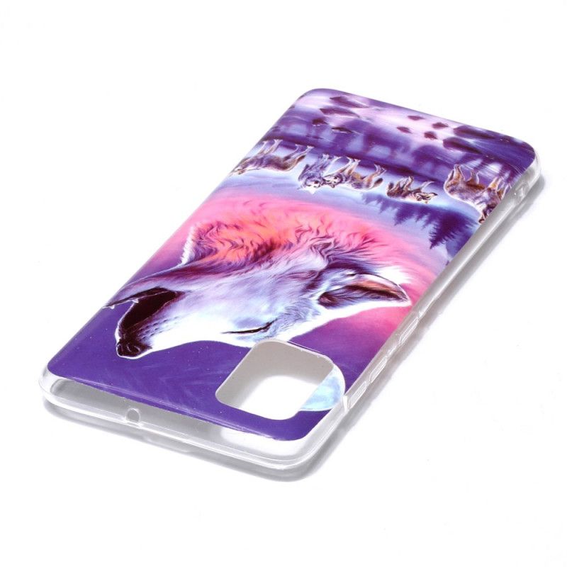 Cover for Samsung Galaxy A51 Hvid Fluorescerende Ulveserie