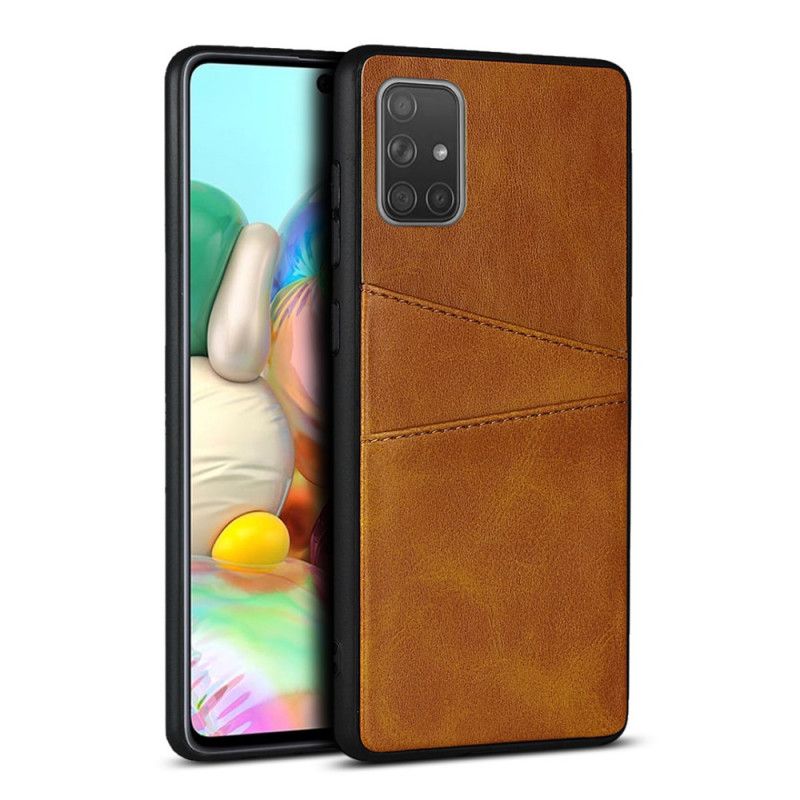 Cover for Samsung Galaxy A51 Sort Dobbelt Kortholder I Lædertekstur