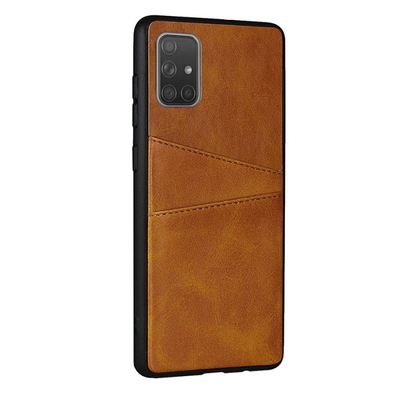 Cover for Samsung Galaxy A51 Sort Dobbelt Kortholder I Lædertekstur