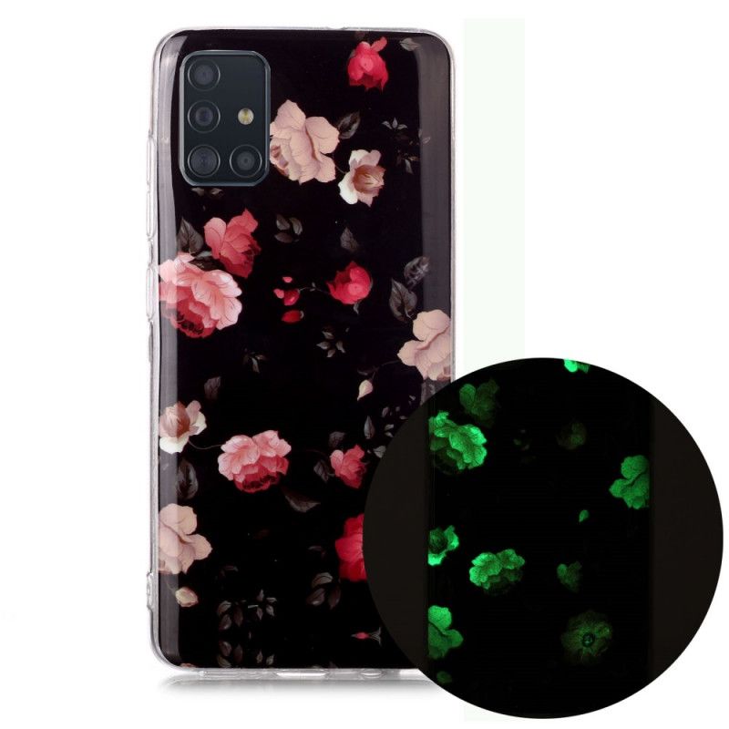 Cover for Samsung Galaxy A51 Sort Fluorescerende Blomsterserie