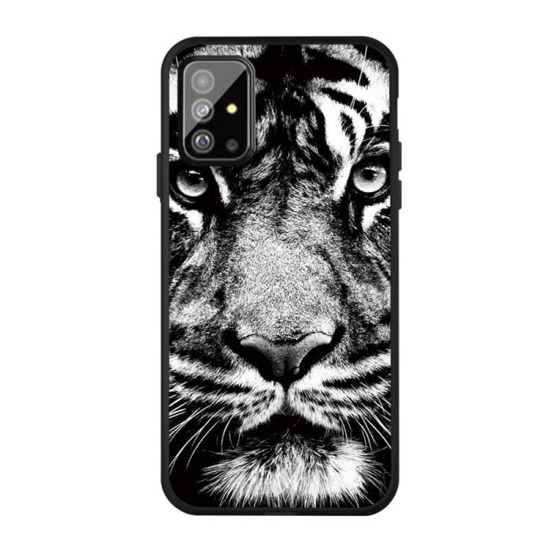 Cover Samsung Galaxy A51 Mobilcover Sort Og Hvid Tiger