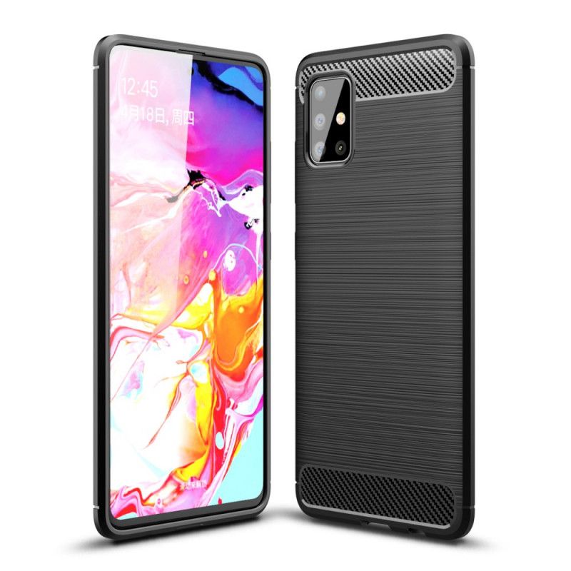 Cover Samsung Galaxy A51 Sort Børstet Kulfiber