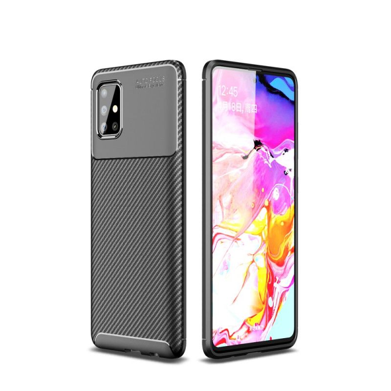 Cover Samsung Galaxy A51 Sort flexible Carbon Fiber Texture Beskyttelse