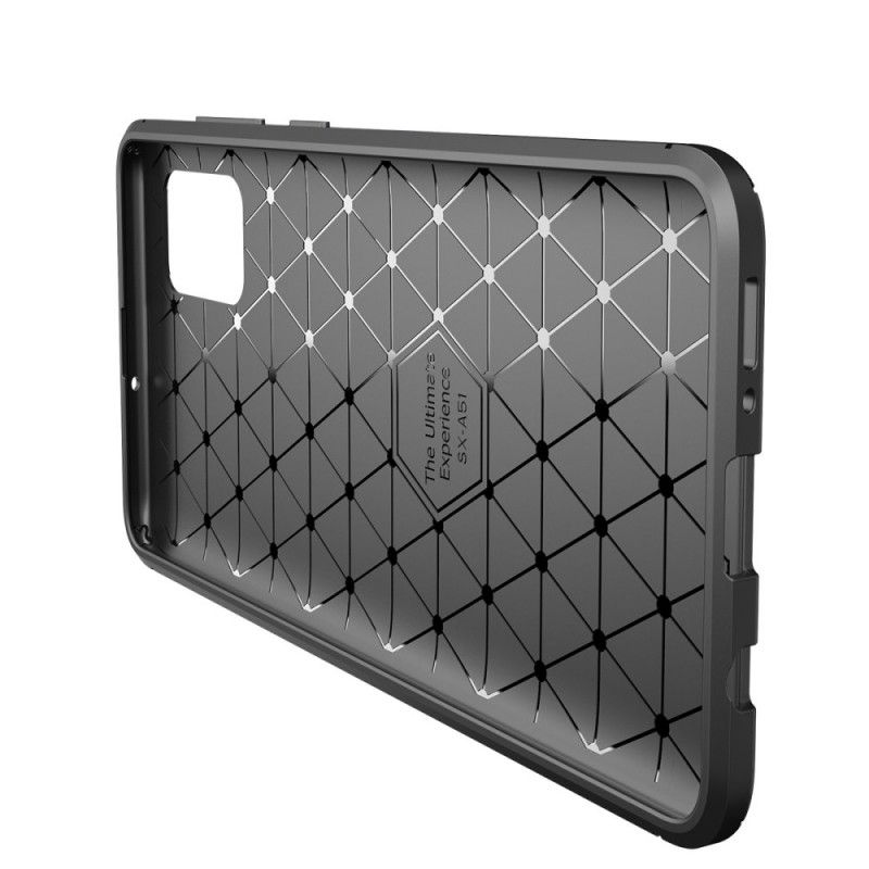 Cover Samsung Galaxy A51 Sort flexible Carbon Fiber Texture Beskyttelse