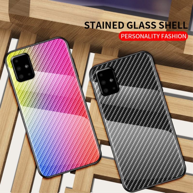 Cover Samsung Galaxy A51 Sort Kulfiber Hærdet Glas