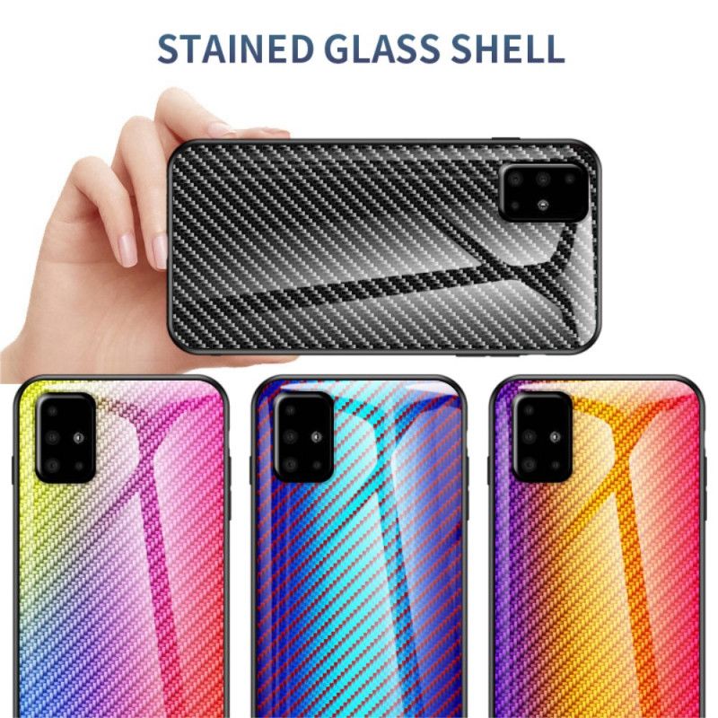 Cover Samsung Galaxy A51 Sort Kulfiber Hærdet Glas