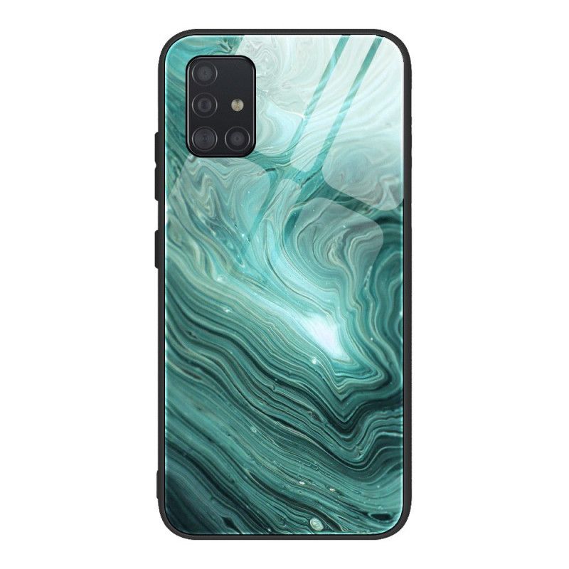 Cover Samsung Galaxy A51 Sort Marmorfarver Hærdet Glas