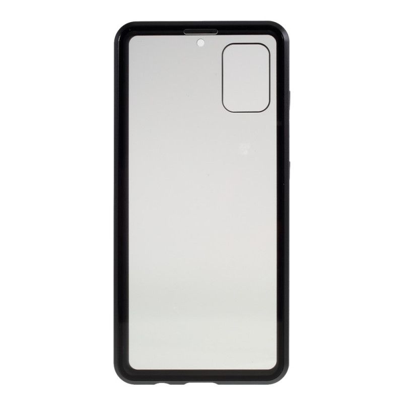 Cover Samsung Galaxy A51 Sort Metalkanter Og Hærdet Glas Beskyttelse