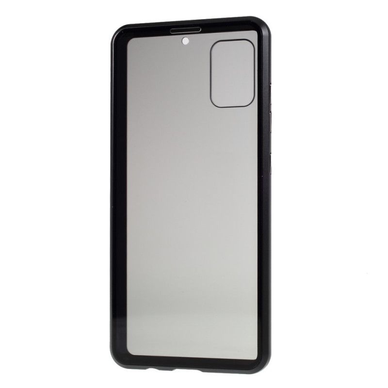 Cover Samsung Galaxy A51 Sort Metalkanter Og Hærdet Glas Beskyttelse