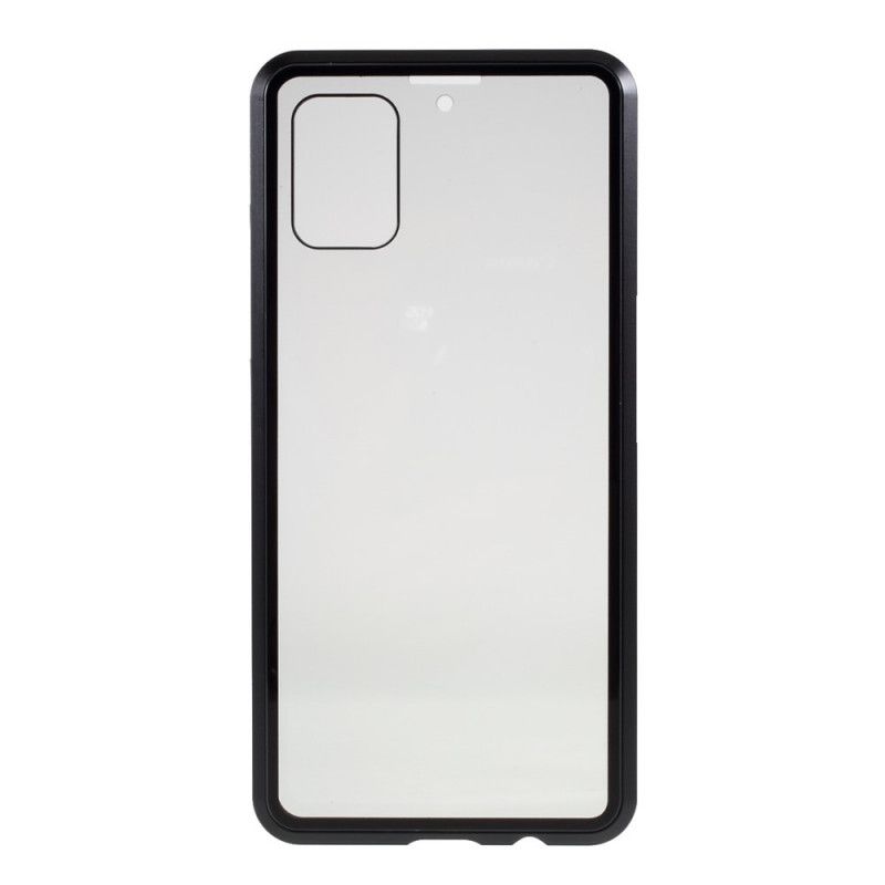 Cover Samsung Galaxy A51 Sort Metalkanter Og Hærdet Glas Beskyttelse