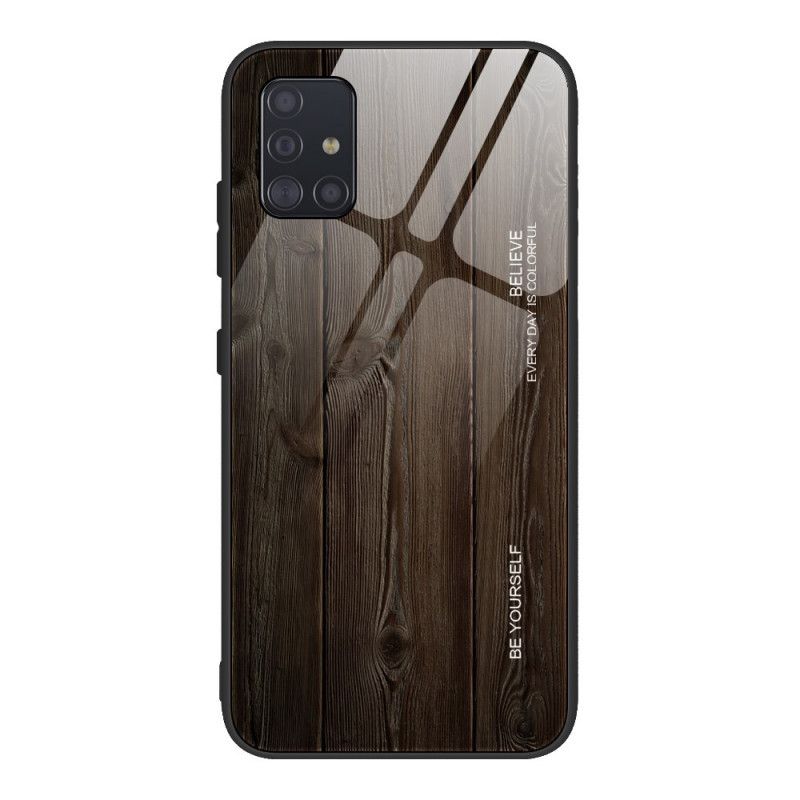 Cover Samsung Galaxy A51 Sort Mobilcover Trædesign Hærdet Glas