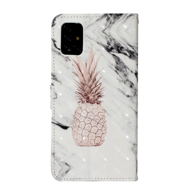 Flip Cover Læder for Samsung Galaxy A51 Lys Ananasplet