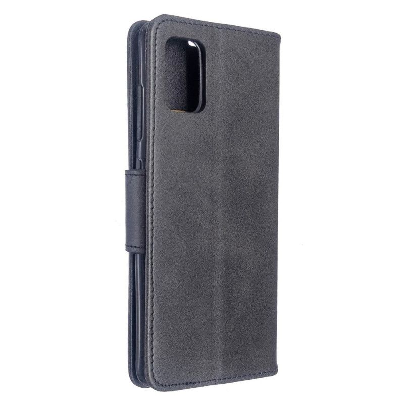 Flip Cover Læder for Samsung Galaxy A51 Sort Glat Skrå Flap