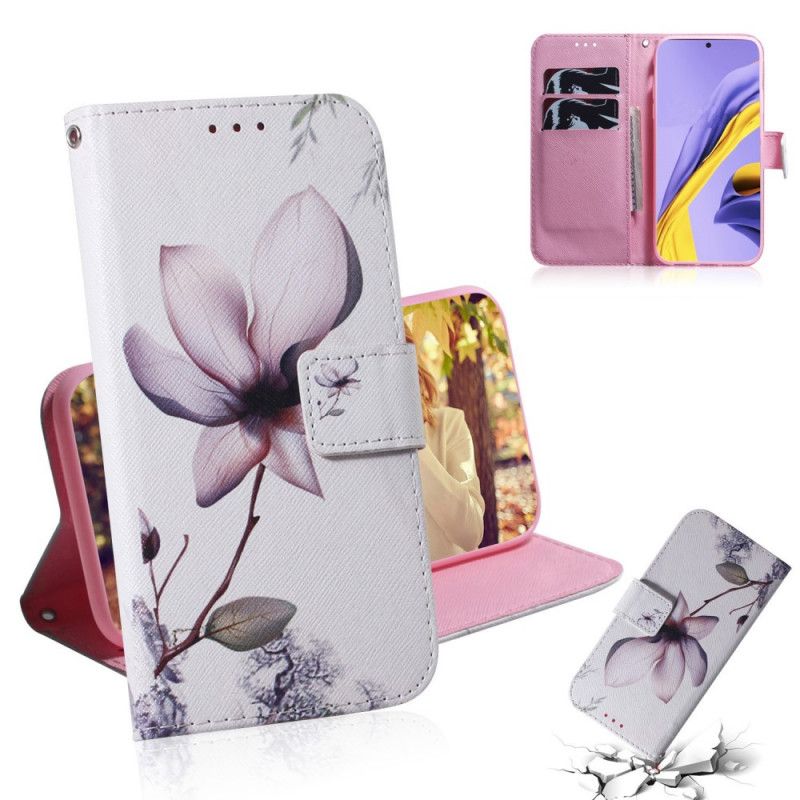 Flip Cover Læder Samsung Galaxy A51 Gammel Rosenblomst