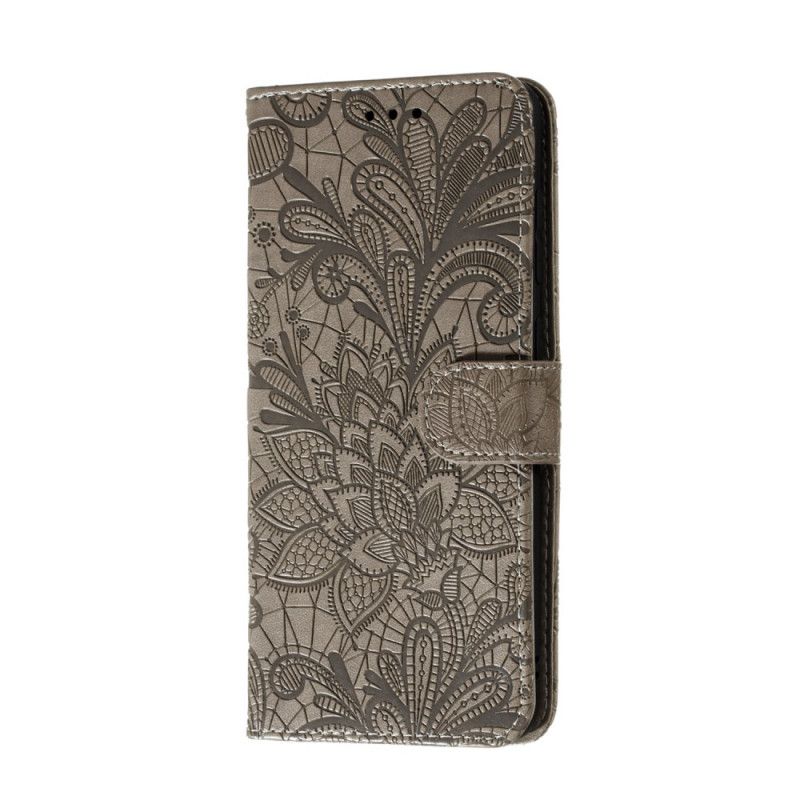 Flip Cover Læder Samsung Galaxy A51 Grå Tribal Thong Blomster