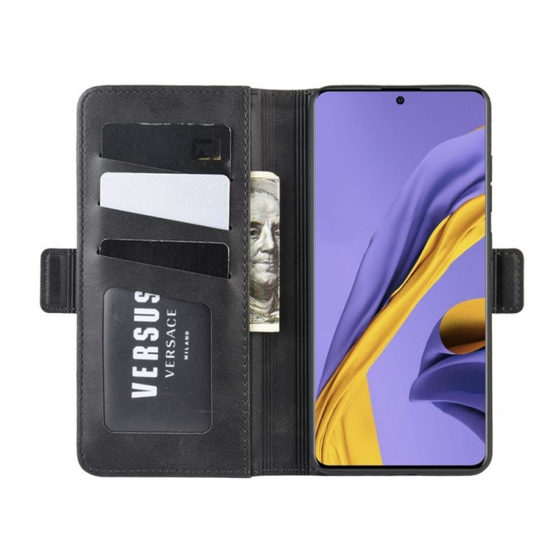 Flip Cover Læder Samsung Galaxy A51 Sort Dobbelt Klap