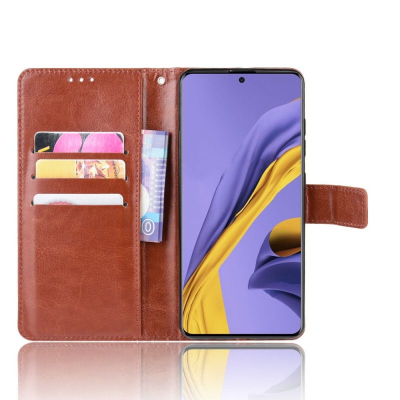 Flip Cover Læder Samsung Galaxy A51 Sort Prangende Kunstlæder