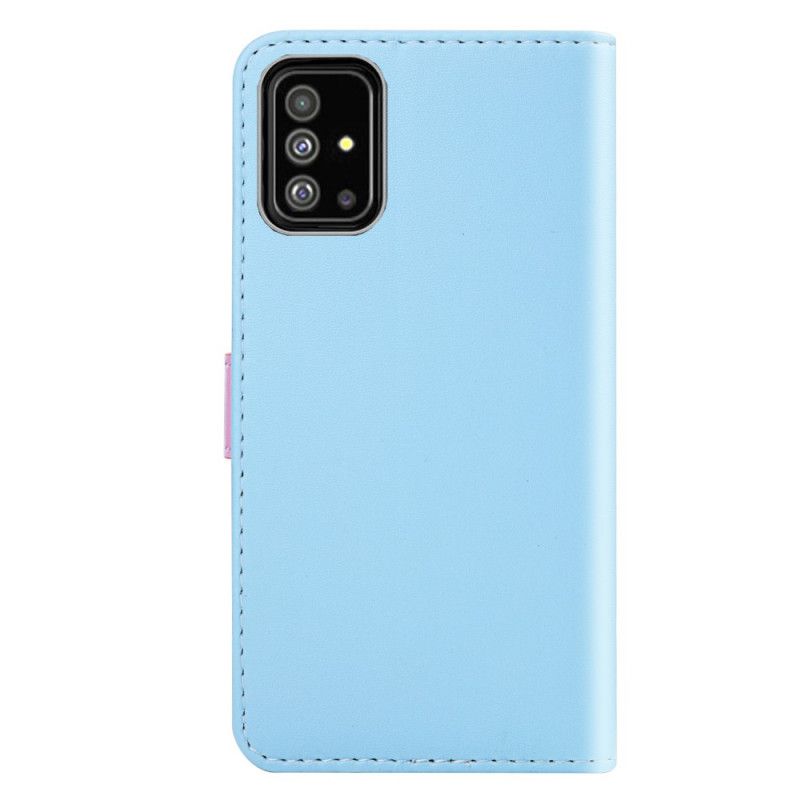 Flip Cover Læder Samsung Galaxy A51 Sort Tricolor Lædereffekt Original