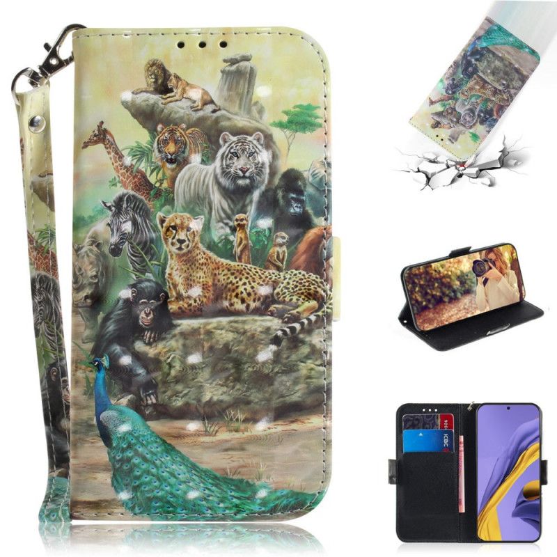 Flip Cover Læder Samsung Galaxy A51 Thong Safari Dyr Beskyttelse