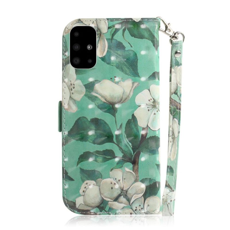 Flip Cover Samsung Galaxy A51 Mobilcover Blomstrende Gren Med Rem