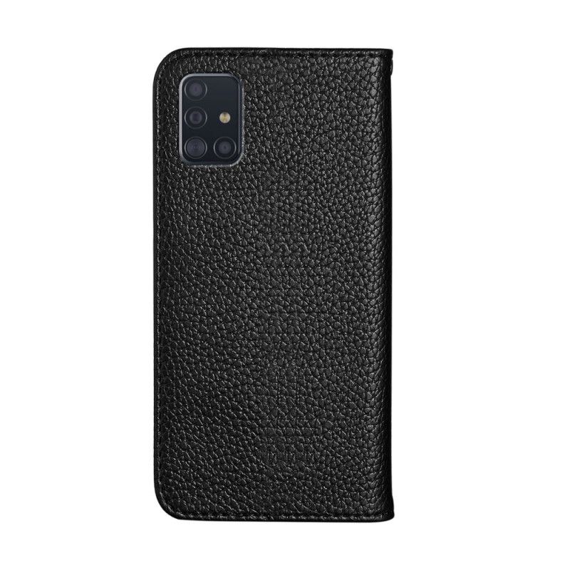 Læder Cover for Samsung Galaxy A51 Sort Ultra Chic Lychee Imiteret Læder