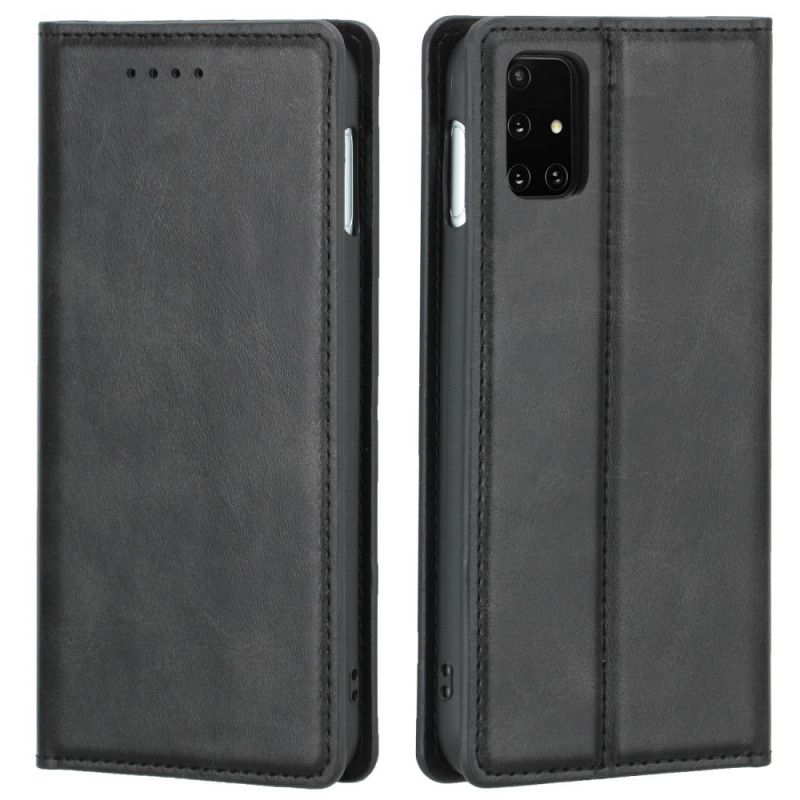 Læder Cover for Samsung Galaxy A51 Sort Vintage Læderstil