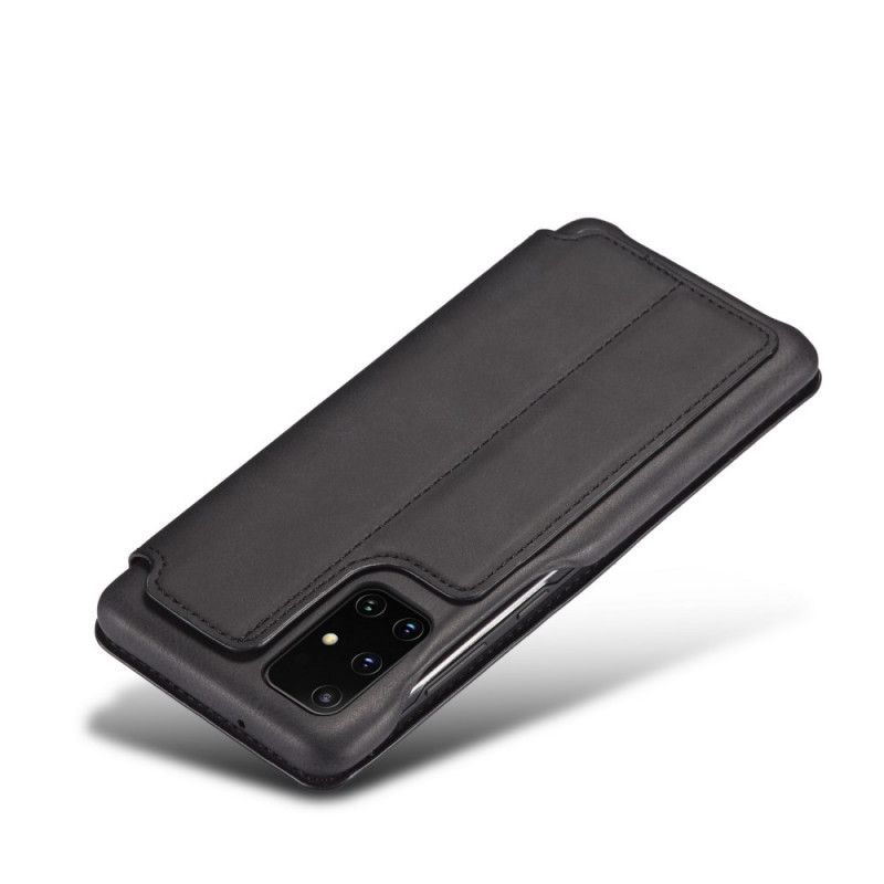 Læder Cover Samsung Galaxy A51 Sort Mobilcover Lc.Imeeke Lædereffekt