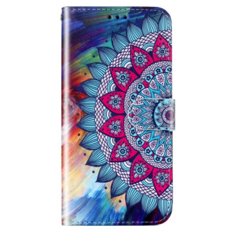 Flip Cover Google Pixel 7A Med Snor Farverig Strappy Mandala