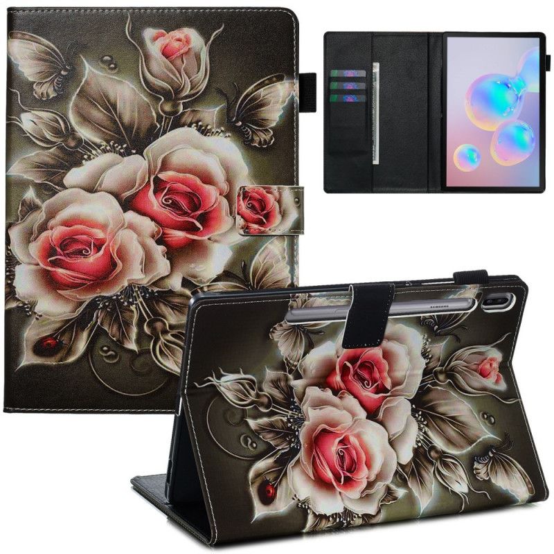 Flip Cover Læder Samsung Galaxy Tab S6 Buket Blomster Beskyttelse