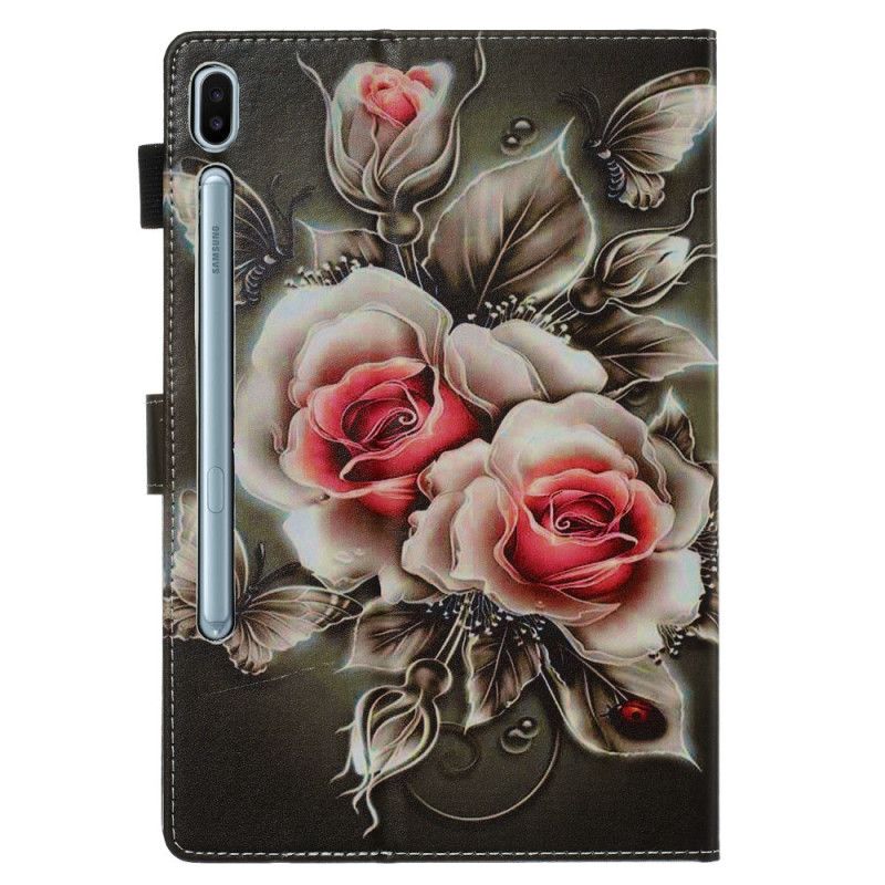 Flip Cover Læder Samsung Galaxy Tab S6 Buket Blomster Beskyttelse