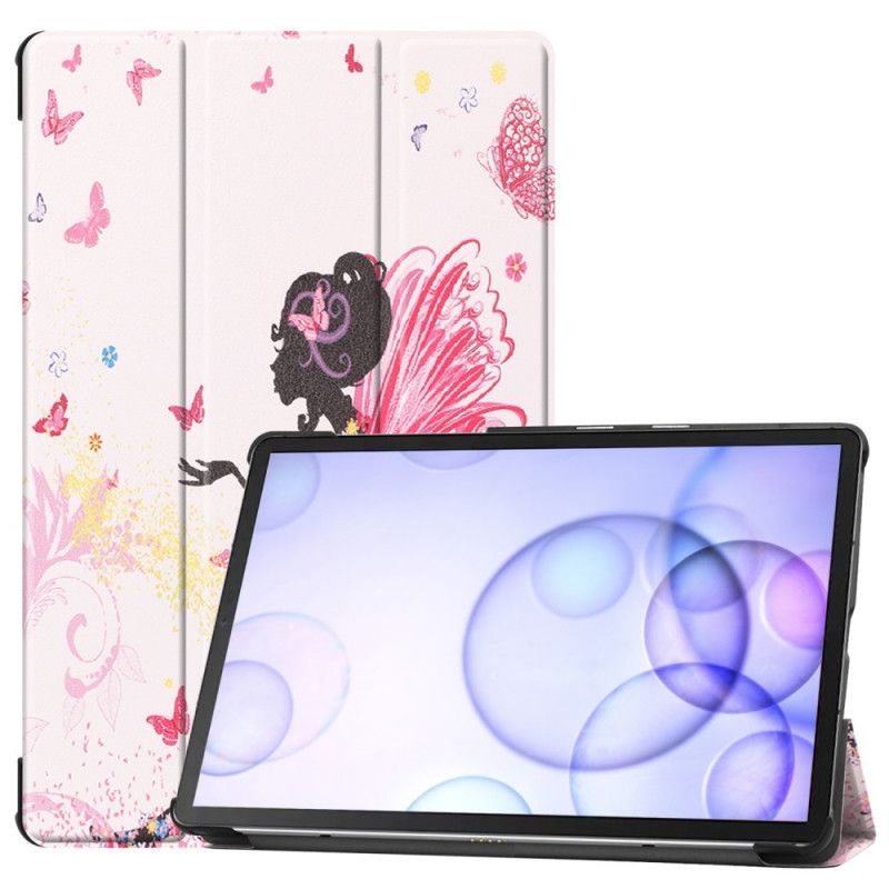 Smart Taske Samsung Galaxy Tab S6 Faux Læder Blomster Fe