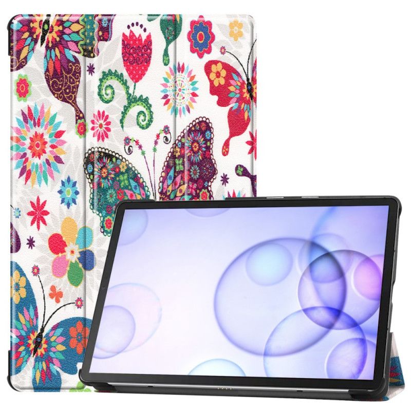 Smart Taske Samsung Galaxy Tab S6 Retro Sommerfugle Og Blomster