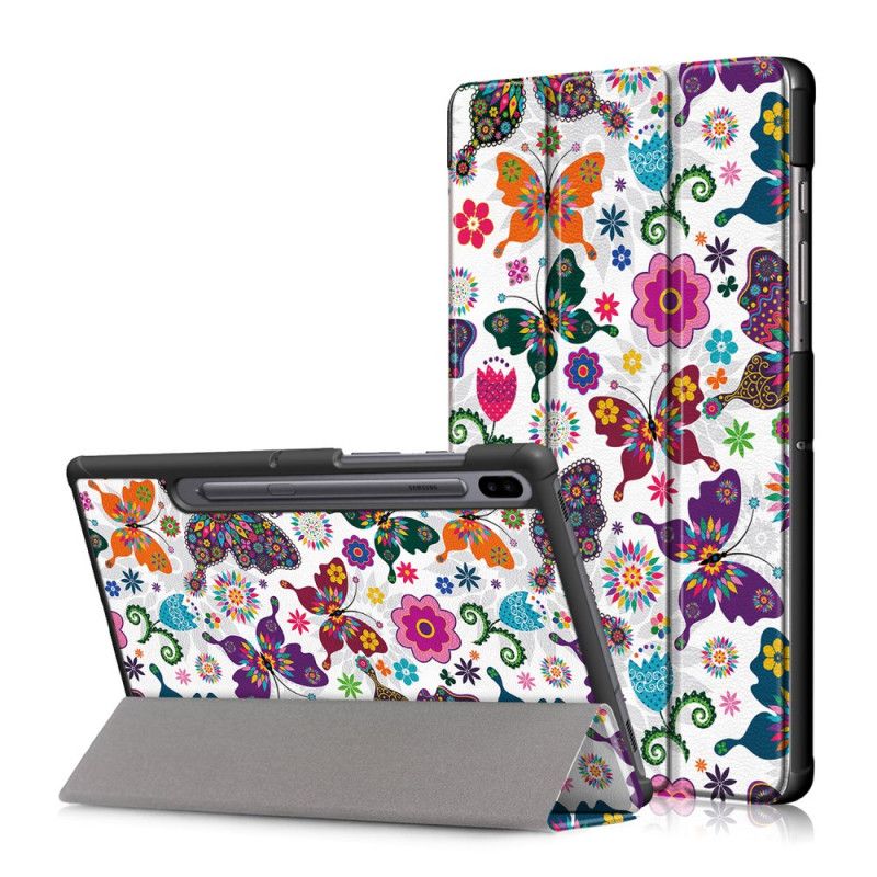 Smart Taske Samsung Galaxy Tab S6 Vintage Blomst Stylus Holder