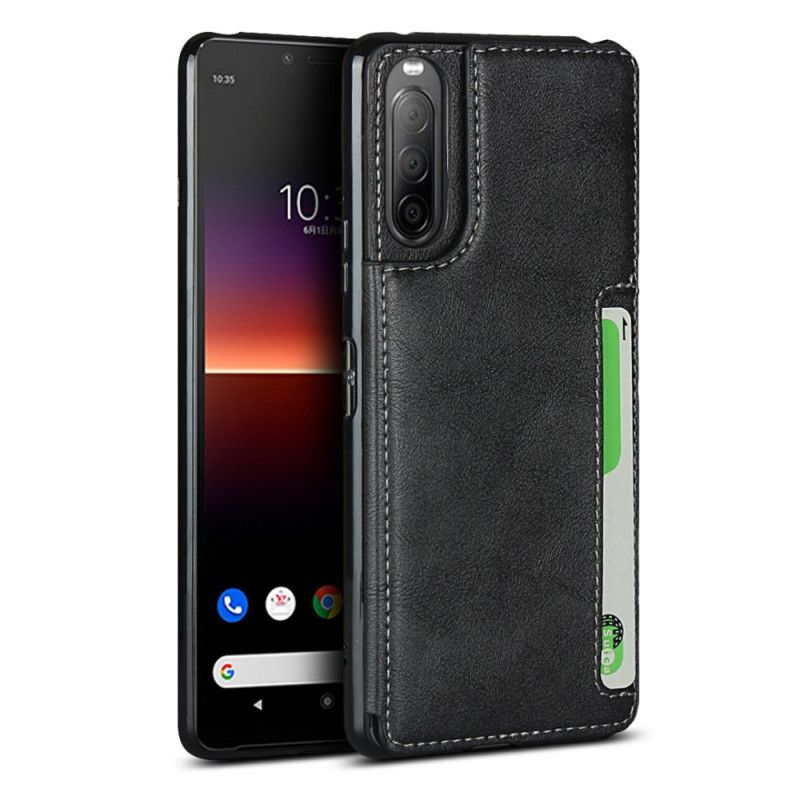 Cover Sony Xperia 10 II Sort Kortholderstøtte Og Snor