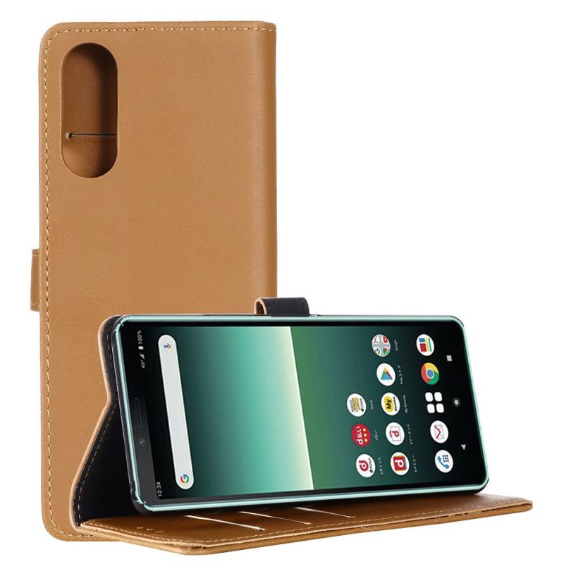 Flip Cover Læder for Sony Xperia 10 II Lysebrun Retro Kunstlæder