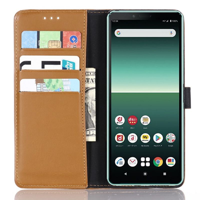 Flip Cover Læder for Sony Xperia 10 II Lysebrun Retro Kunstlæder