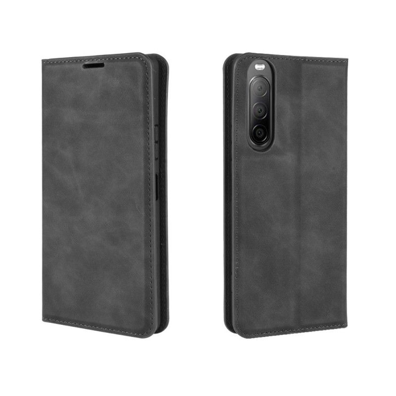 Læder Cover for Sony Xperia 10 II Sort Blød Lædereffekt