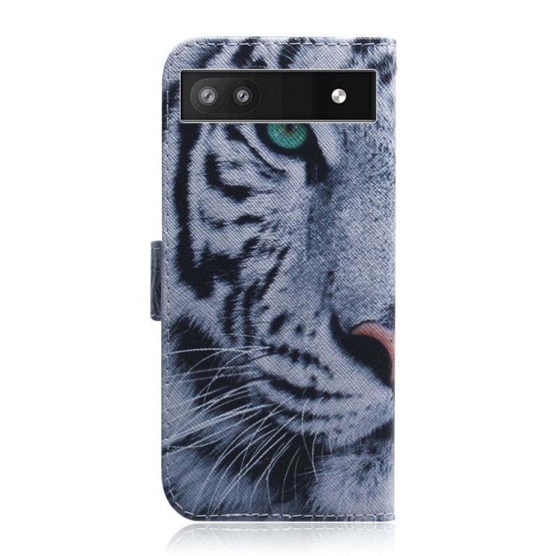 Flip Cover Google Pixel 6A Hvid Tiger