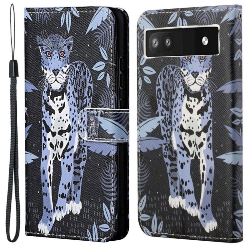 Flip Cover Google Pixel 6A Med Snor Strappy Leopard