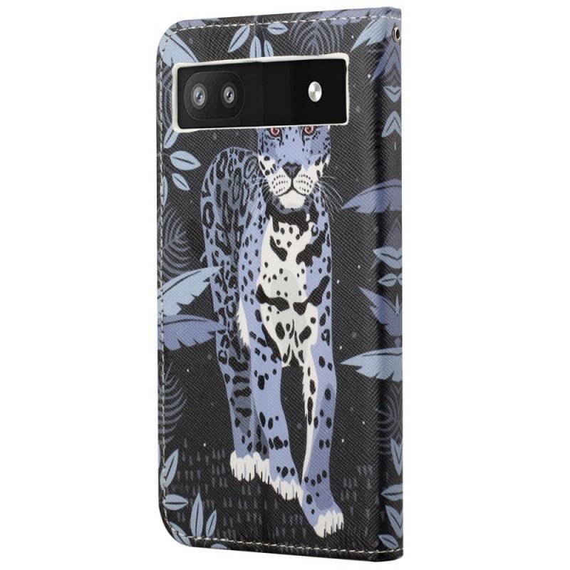 Flip Cover Google Pixel 6A Med Snor Strappy Leopard