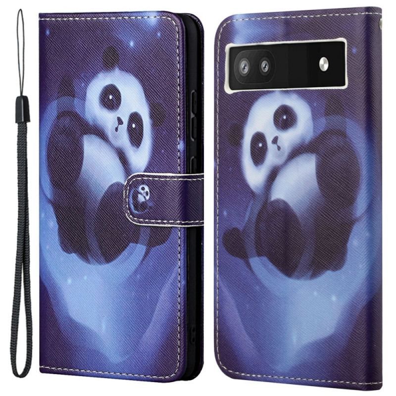 Flip Cover Google Pixel 6A Med Snor Strappy Space Panda