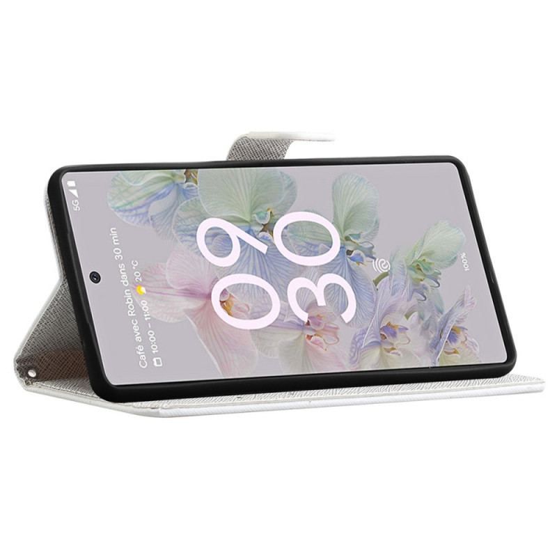 Flip Cover Google Pixel 6A Med Snor Thong Sommerfugle